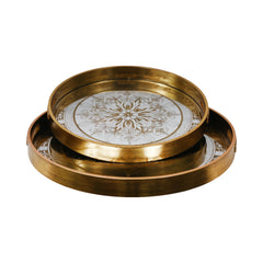 TRAY SET 2PC MIRROR ROUND 96187 Default Title - MamasJan Crockery