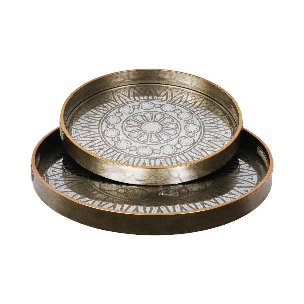 TRAY SET 2PC MIRROR ROUND 20324 Default Title - MamasJan Crockery
