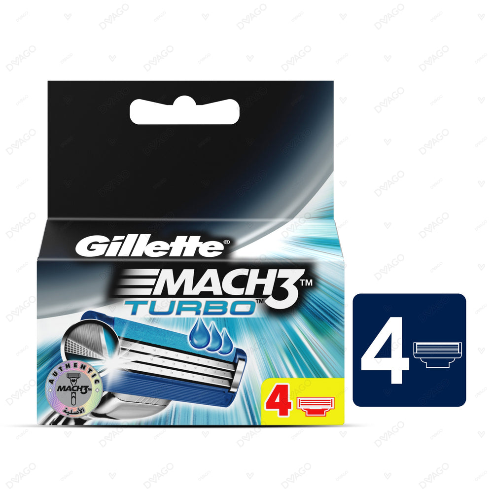 GILLETTE MACH 3 TURBO SHAVING RAZOR CARTRIDGES 4S