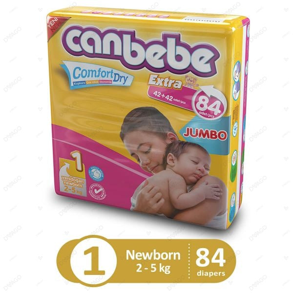 CANBEBE BABY DIAPERS NEW BORN SIZE 1 84PCS