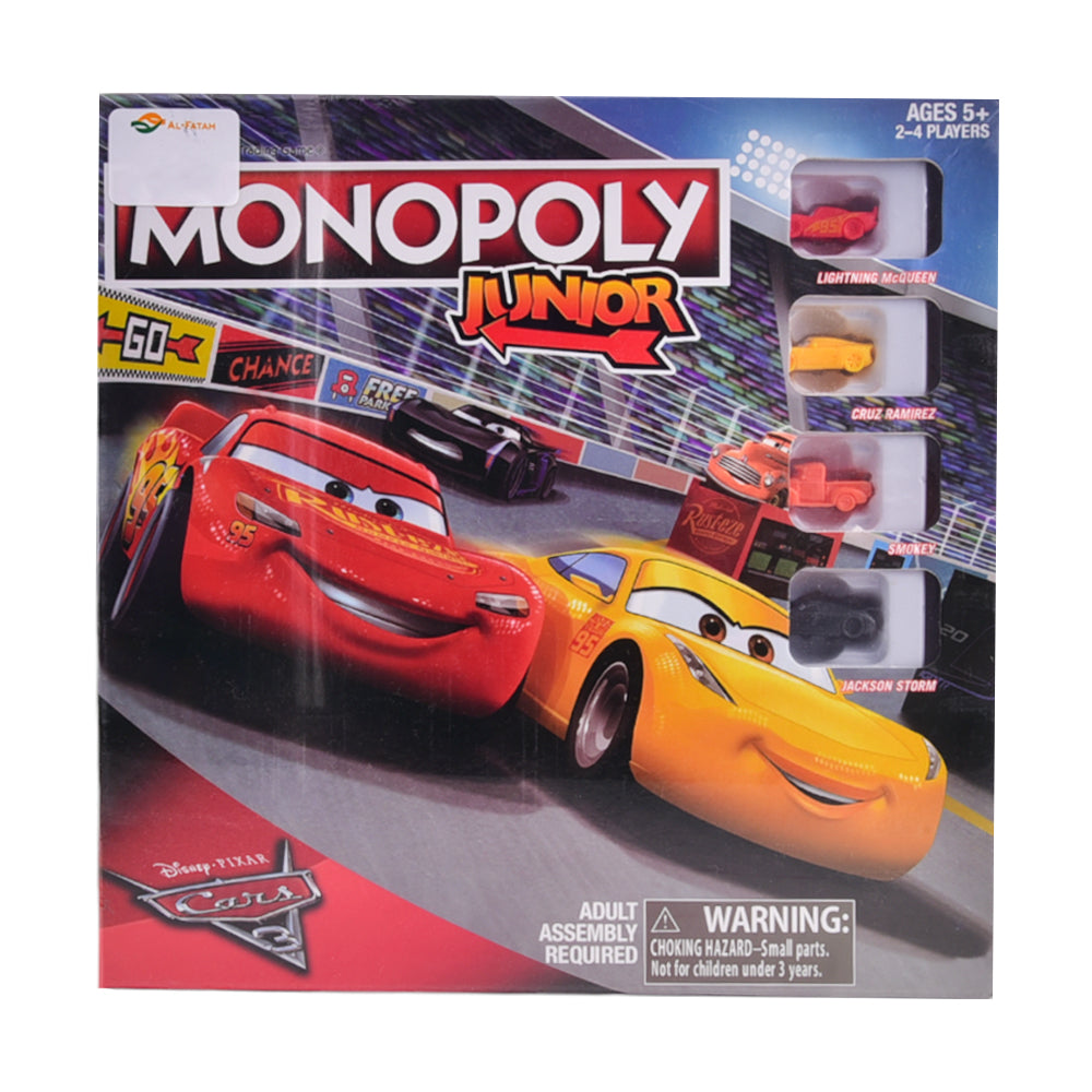 55517 DISNEY PIXAR CARS 3 MONOPOLY JUNIOR GAME A.I Default Title - MamasJan Toys