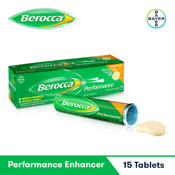 Berocca Performance Orange - Multivitamin - Performance Enhancer Effervescent Tablets (1 Bottle = 15 Tablets)