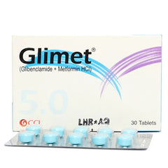 Glimet Tablets 5mg/500mg (1 Strip = 10 Tablets)