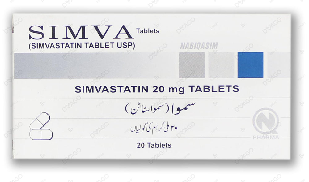 Simva Tablets 20mg (1 Strip = 10 Tablets)