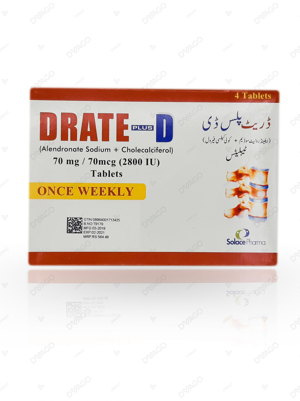 Drate Plus D Tablets 70mg/70mcg (1 Box = 1 Strip)(1 Strip = 4 Tablets)
