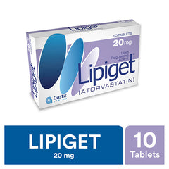 Lipiget Tablets 20mg (1 Box = 1 Strip)(1 Strip = 10 Tablets)