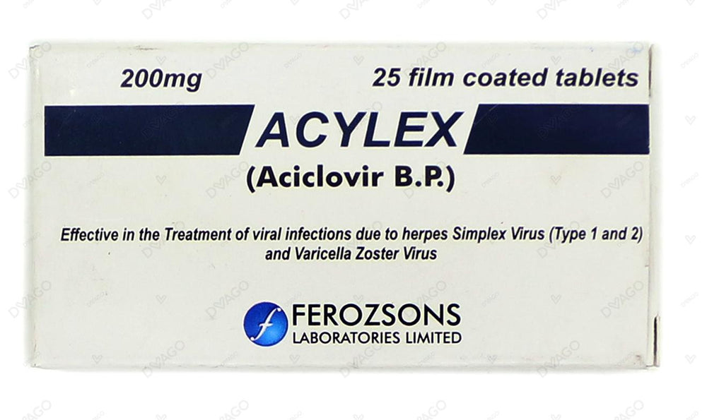 Acylex Tablets 200mg (1 Strip = 5 Tablets)