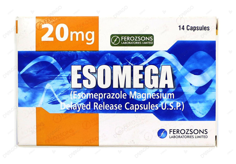 Esomega Capsules 20mg (1 Strip = 7 Capsules)
