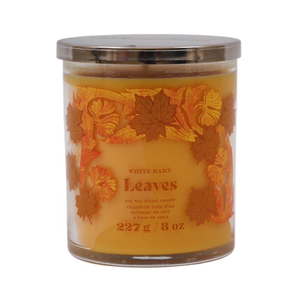 BBW SCENTED CANDLE WHITE BARN LEAVES SOY WAX BLED CANDLE 227 Default Title - MamasJan Makeup