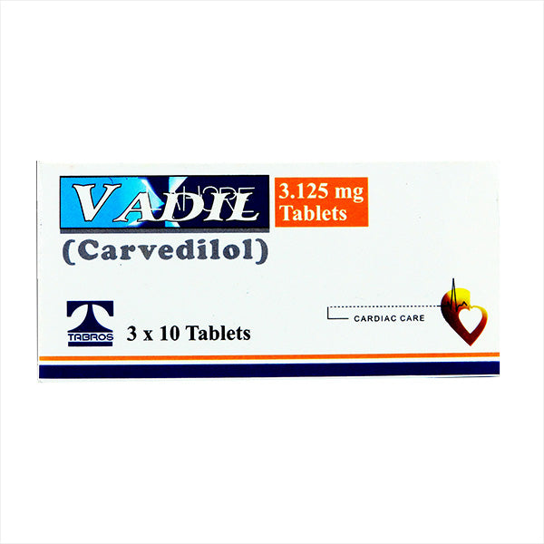 Vadil Tablets 3.125mg (1 Strip = 10 Tablets)