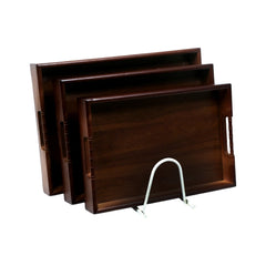 TRAY SET 3PC WOODEN DARK HANDLE 8-2/7994 Default Title - MamasJan Crockery