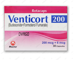 Venticort Dpi Capsules 200mg (1 Box = 3 Strips) (1 Strip = 10 Capsules)