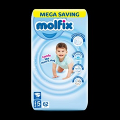 Molfix Baby Diapers CC UV Mega Pack size Junior 62Pcs