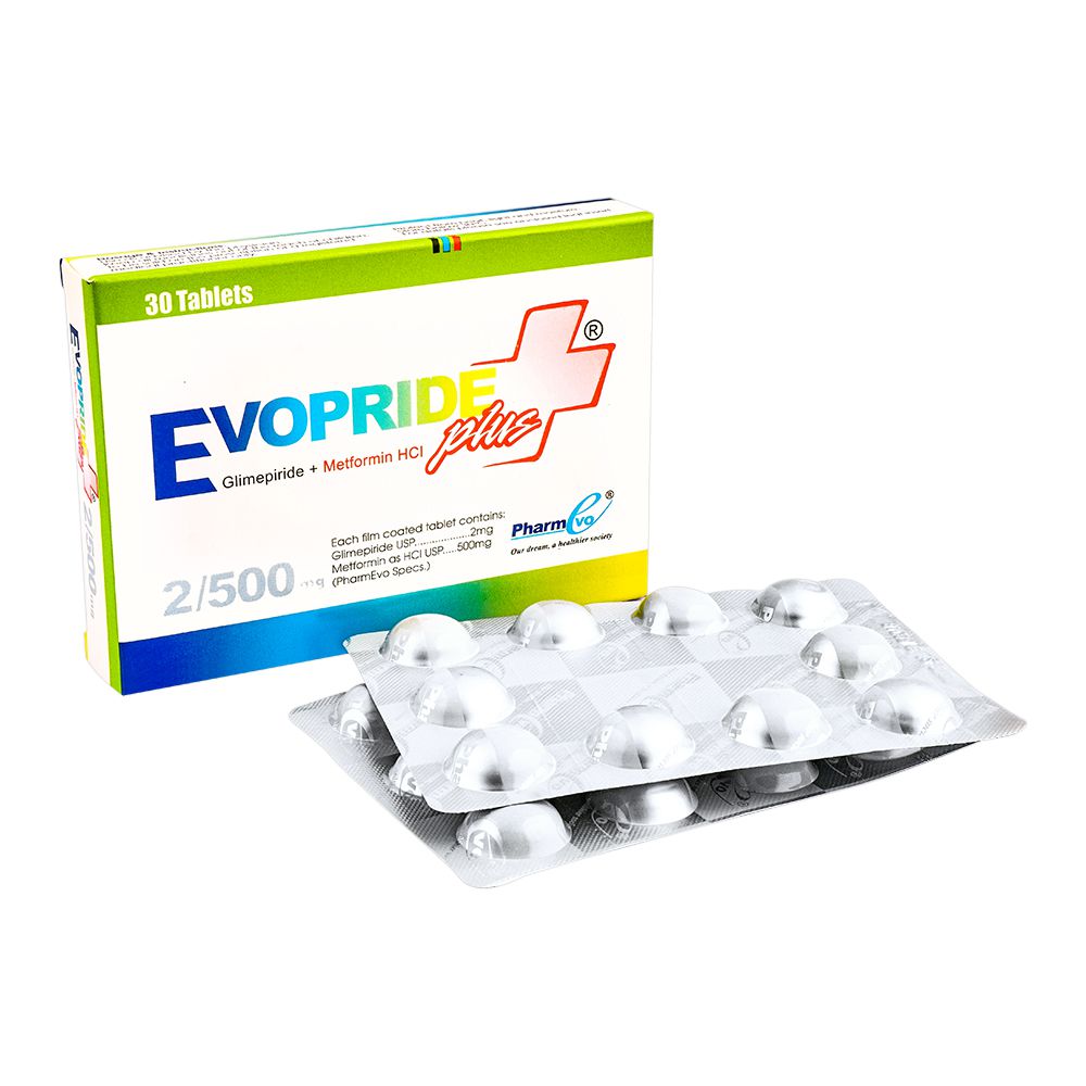 PharmEvo Evopride Plus Tablet, 2/500mg, 30-Pack product image - Mamasjan