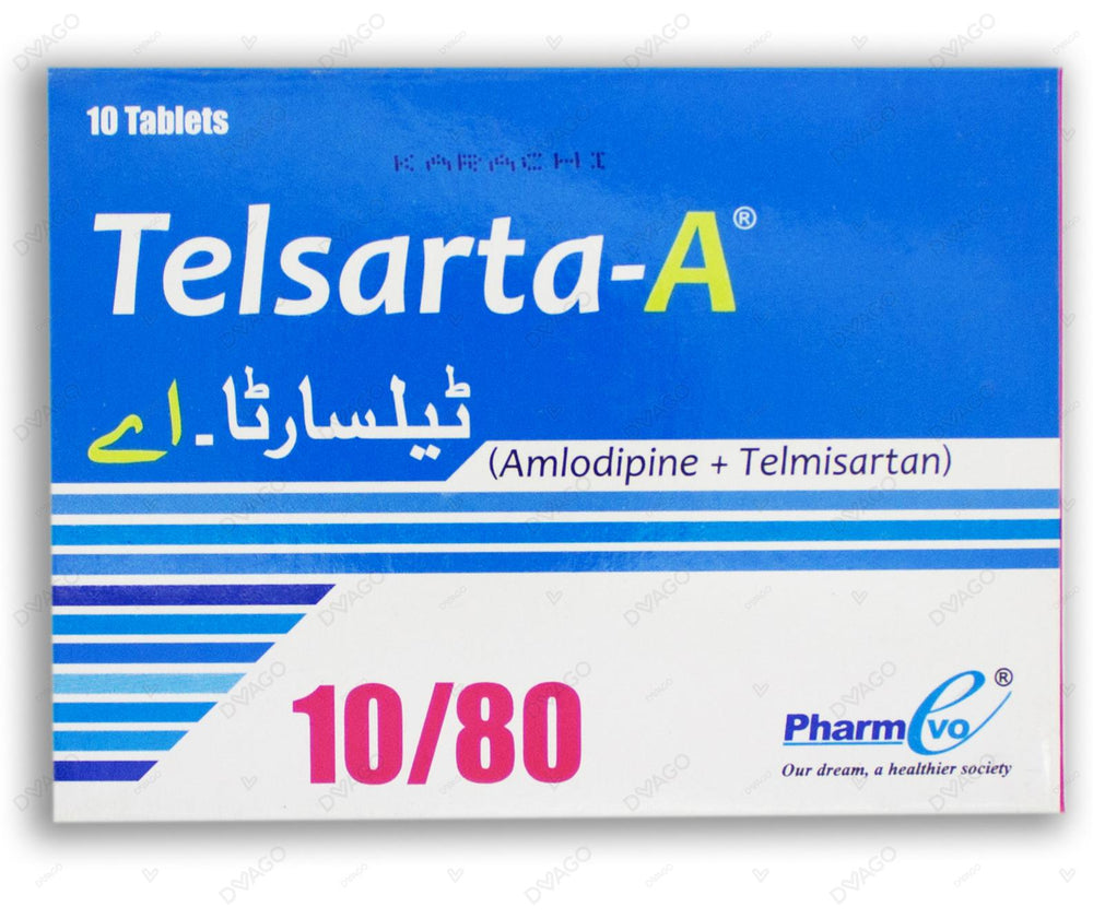 Telsarta A Tablets 10mg/80mg (1 Box = 1 Strip)(1 Strip = 10 Tablets)