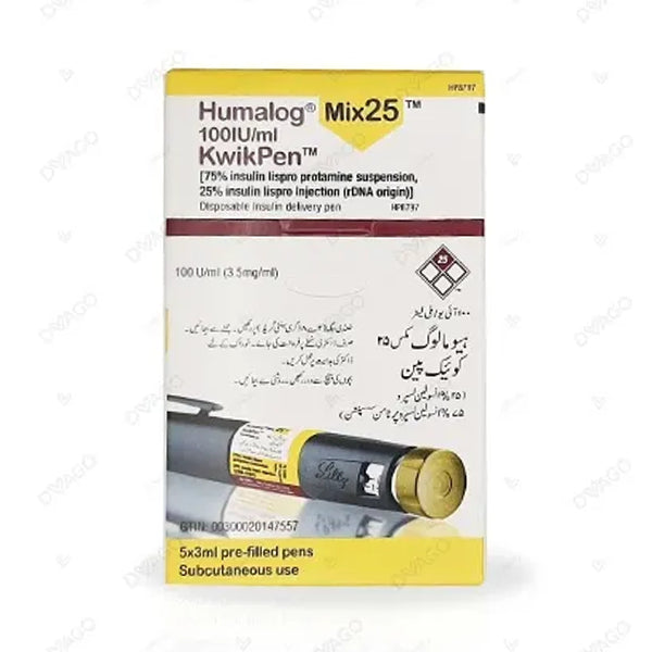 Humalog Mix 25 Kwikpen Injection 100U/ml (1 Box = 5 Injection)