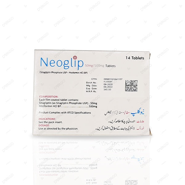 Neoglip Tablets 50mg/500mg (1 Strip = 7 Tablets)