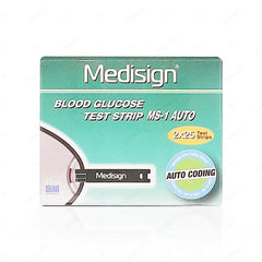 Medisign Blood Glucose Test Strips MS-1 Auto (Box = 50 Test Strips)