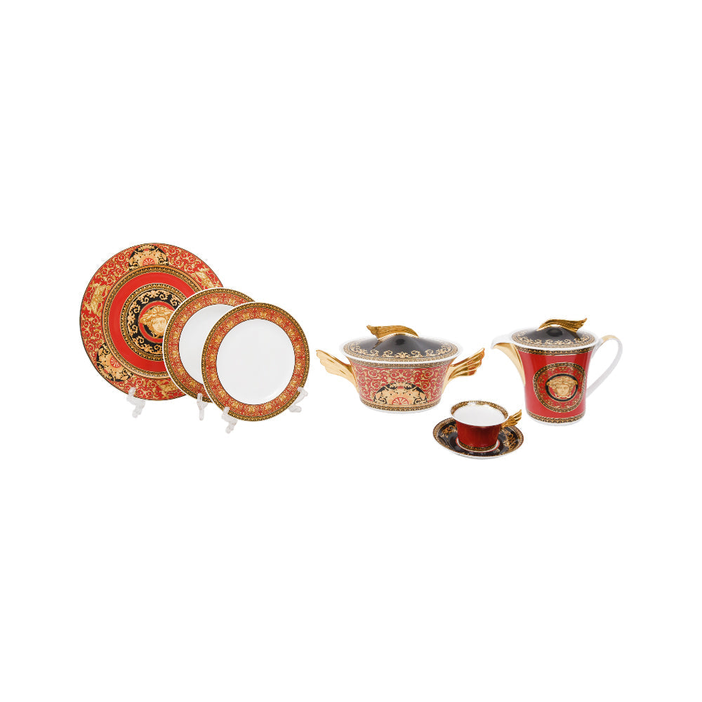 DINNER SET 86PC VERSACE MEDUSA RED Default Title - MamasJan Crockery