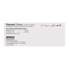 Searle Sinemet Extra Tablet, 25/100mg, 30-Pack product image 2 - Mamasjan