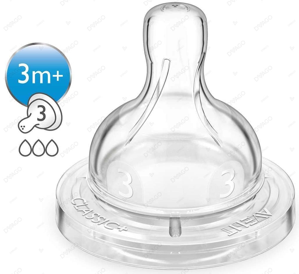 Avent Silicone Teat 3m+ / Medium 3h PK2
