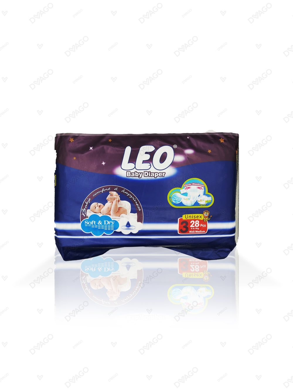 Leo Baby Diapers Regular Pack Medium Size 3 28Pcs