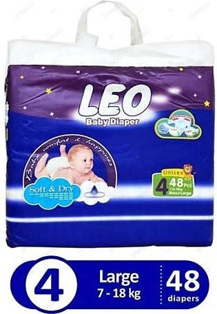Leo Baby Diapers Jumbo Pack Large Size 4 48Pcs