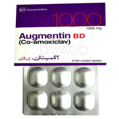 Augmentin BD Tablets 1000mg (1 Box = 1 Strip)(1 Strip = 6 Tablets)