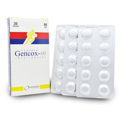 Gencox Tablets 60mg (1 Box = 3 Strips) (1 Strip = 10 Tablets)