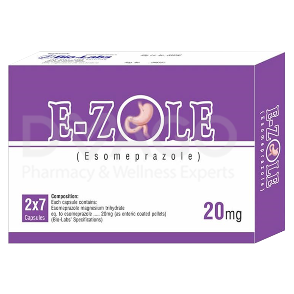 E-Zole Capsules 20mg (1 Box = 2 Strips) (1 Strip = 7 Capsules)