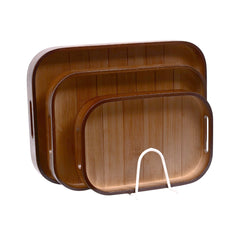 TRAY SET 3PC WOODEN DARK WOOD LINING 10-10 Default Title - MamasJan Crockery