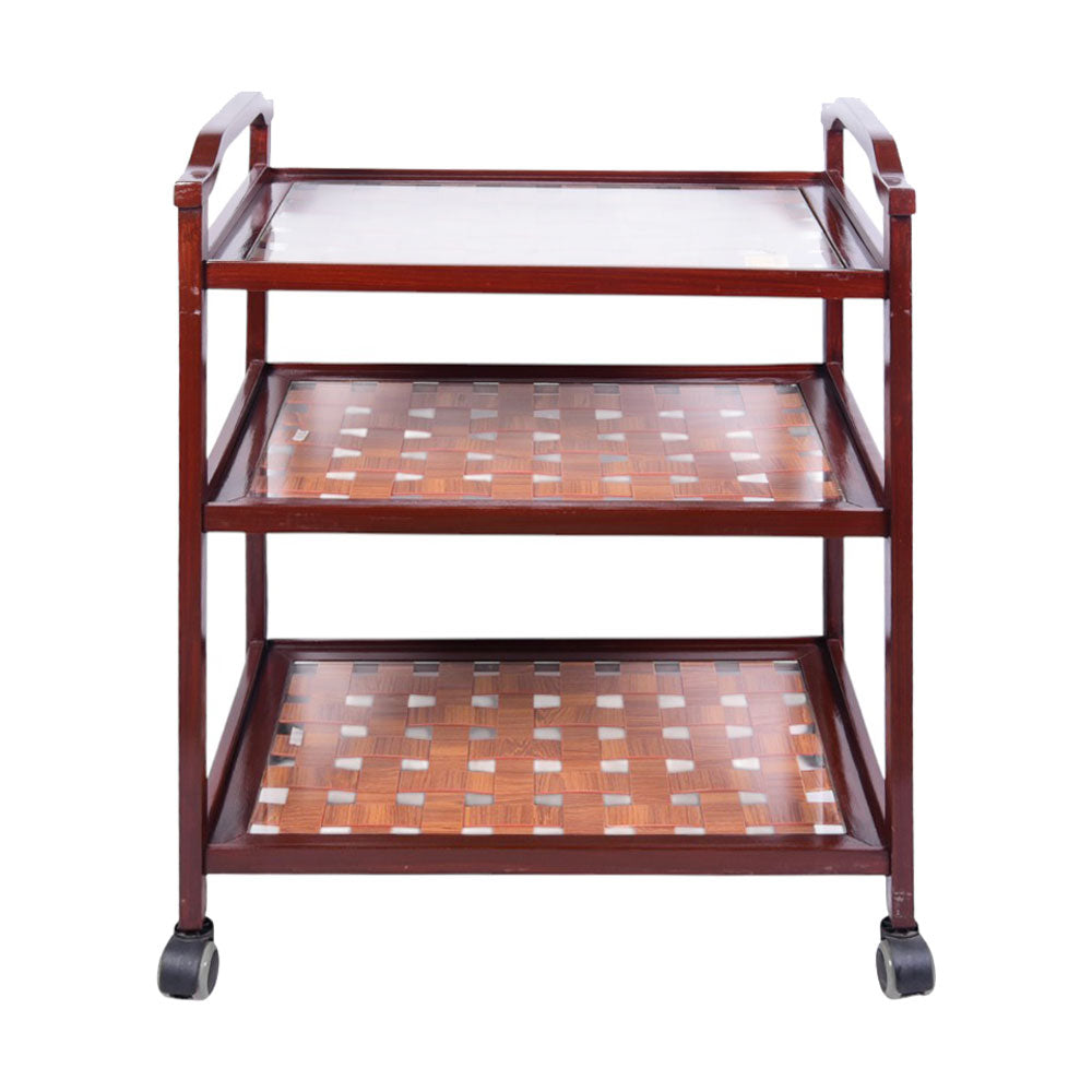 TEA TROLLEY NET 3 SHELF L-BROWN Default Title - MamasJan Household