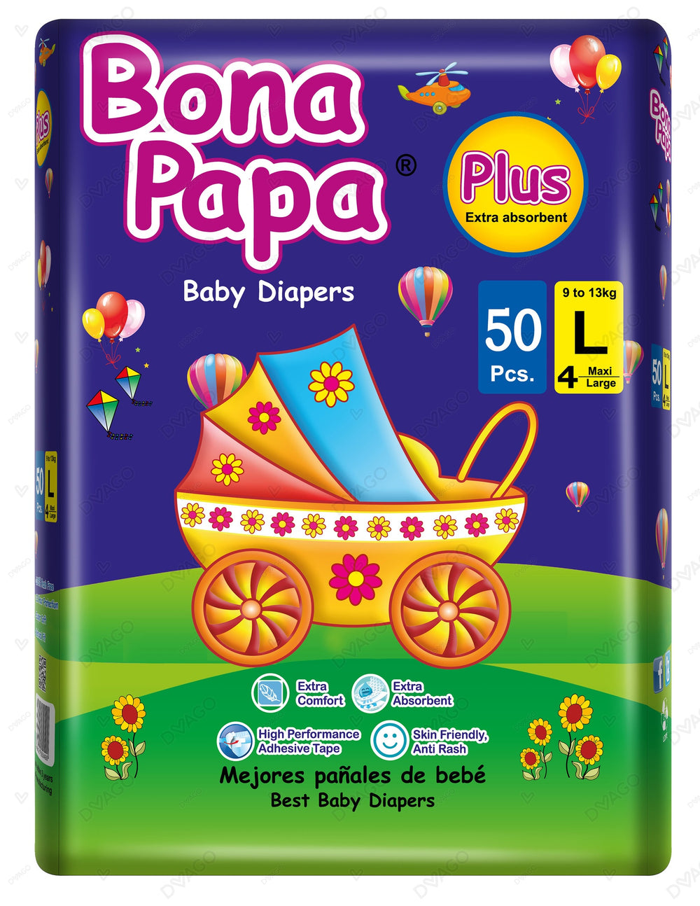 Bona Papa Plus Baby Diapers Large size 4 50Pcs