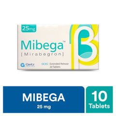 Mibega Tablets 25mg (1 Box = 2 Strips) (1 Strip = 10 Tablets)