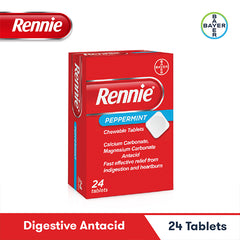 Rennie Peppermint Heartburn Relief Chewable Tablets (1 Box = 4 Strips) (1 Strip = 6 Tablets)