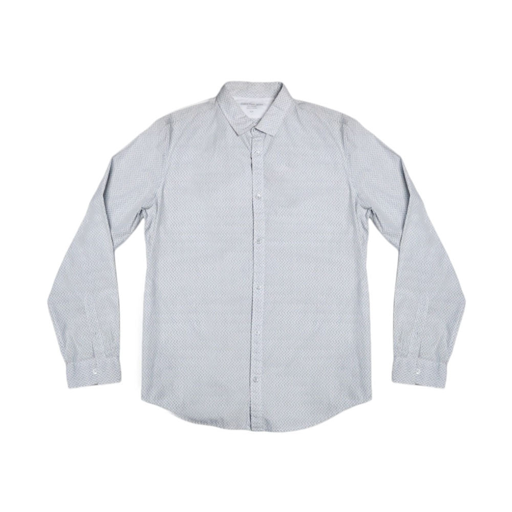 CK MEN CASUAL PRINTED SHIRT L/S 9467/110 WHT L L - MamasJan mens wear
