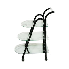TEA TROLLEY ACRYLIC 3 SHELF 31 BLACK/WHITE Default Title - MamasJan Household