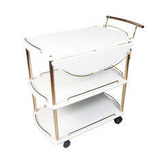 Tea Trolly Folding 3 Shelf Gold White Default Title - MamasJan Household