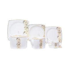 DINNER SET BONE CHINA SQUARE 87PC TY004 Default Title - MamasJan Crockery