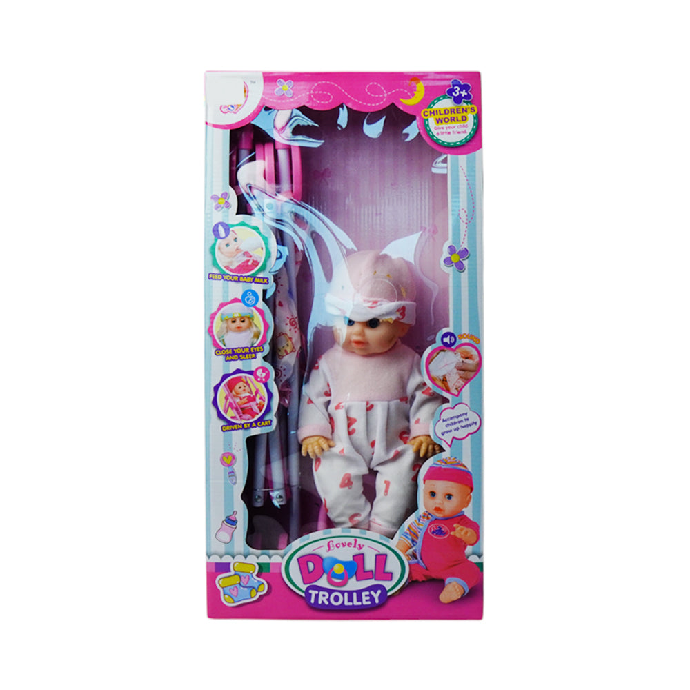 8808-7B CUTE DOLL WITH STROLLER A.I (3+ YEAR) Default Title - MamasJan Toys
