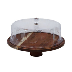 DISH CAKE ACRYLIC WOOD BASE MSJ6506MX Default Title - MamasJan Crockery