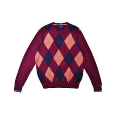 TH MEN L/S R-NECK SWEATER 78J7070-601 MRN (IR) M S - MamasJan mens wear