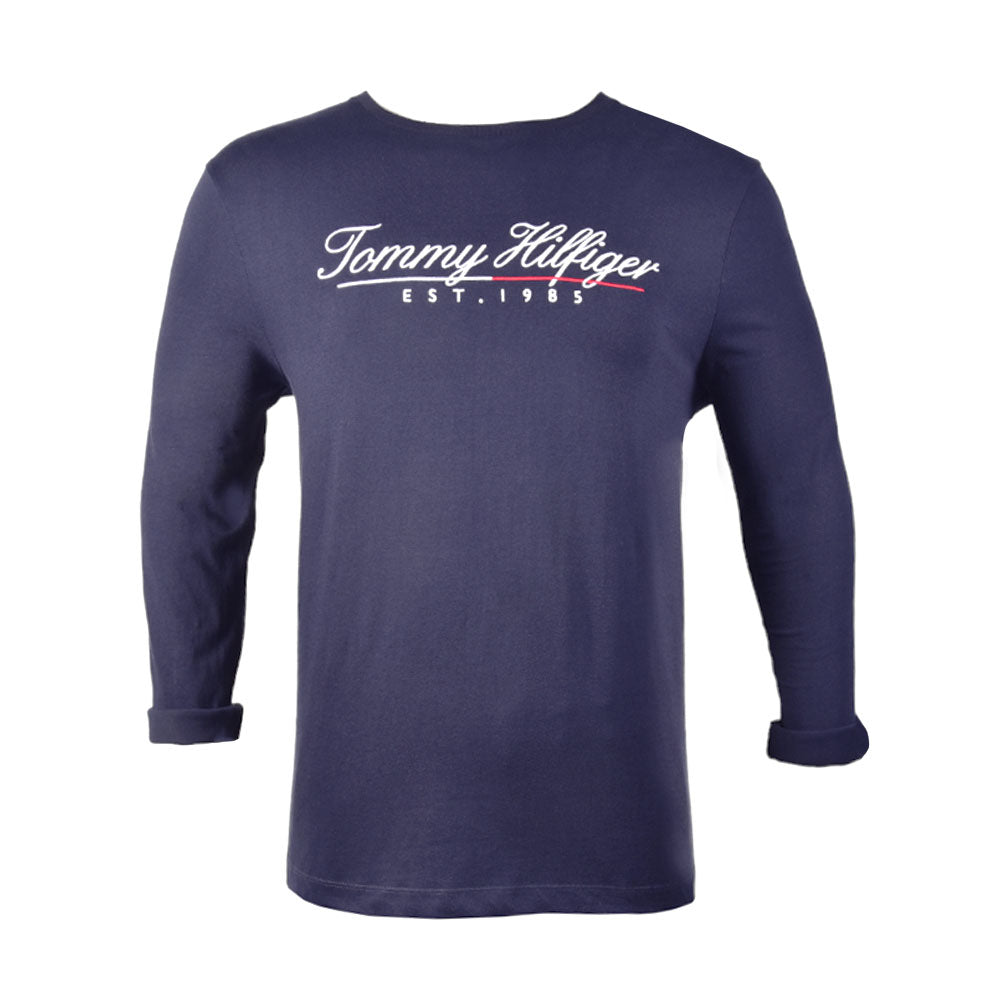 THE MEN L/S R-NECK T-SHIRT 78J7083-410 NVY (IR) M S - MamasJan mens wear