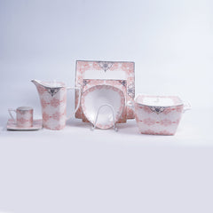 DINNER SET BONE CHINA 61PC SQUARE YG21035AT Default Title - MamasJan Crockery