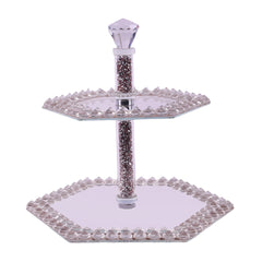 DISH 2 TIER CRYSTAL IR 1344-64 Default Title - MamasJan Decoration