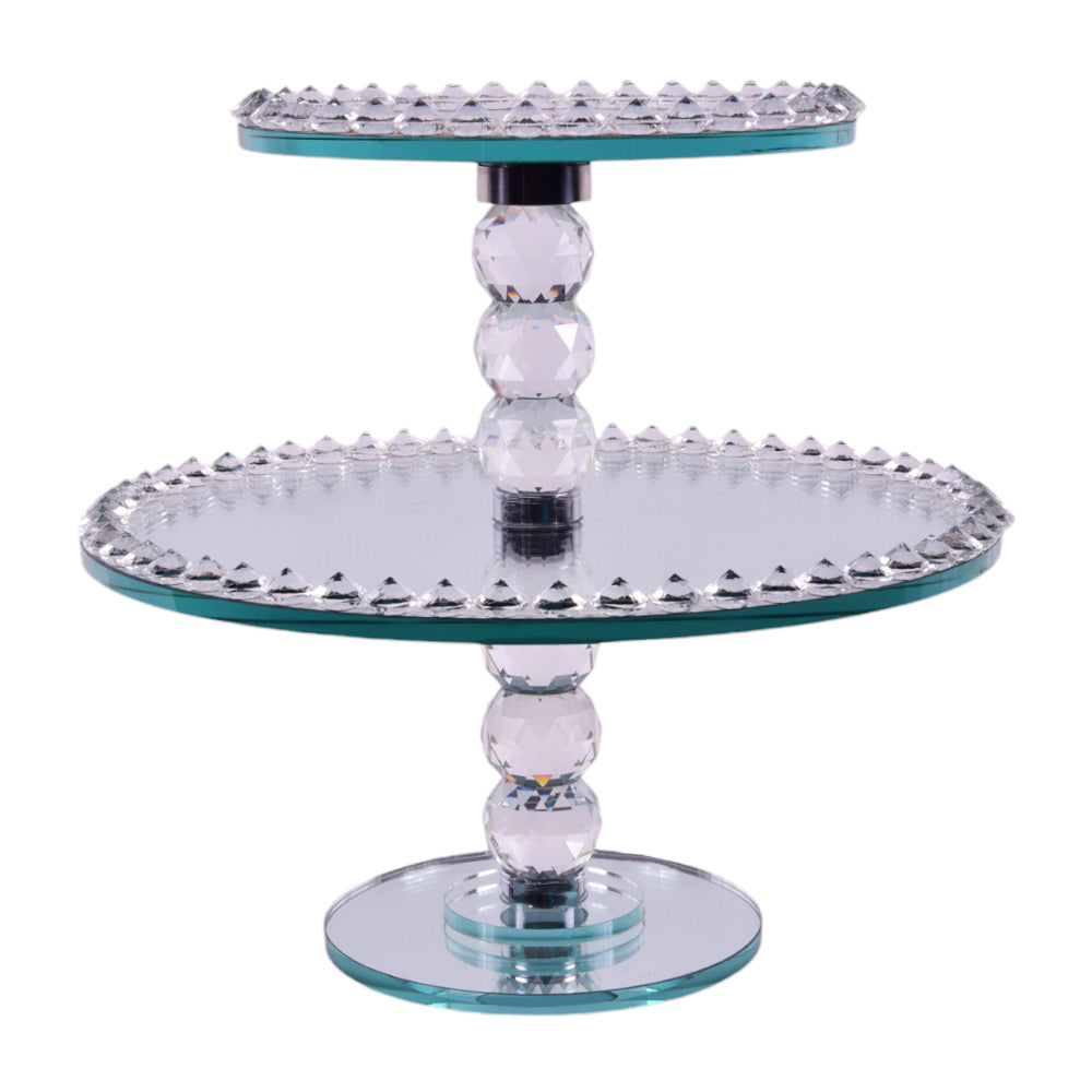 DISH 2 TIER CRYSTAL IR 1344-65 Default Title - MamasJan Decoration