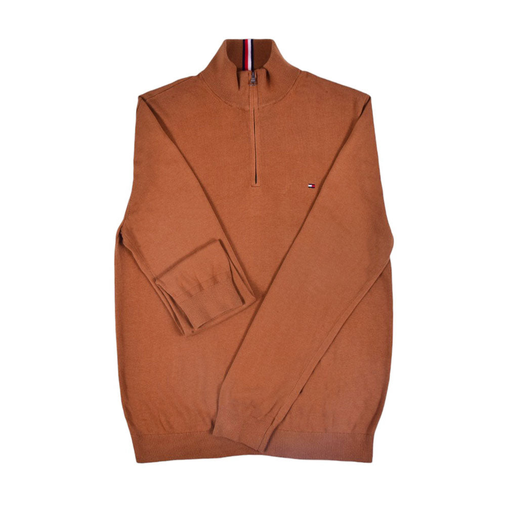 TH MEN L/S HALF ZIPPER 789329-210 BRN S (IR.W) S - MamasJan mens wear