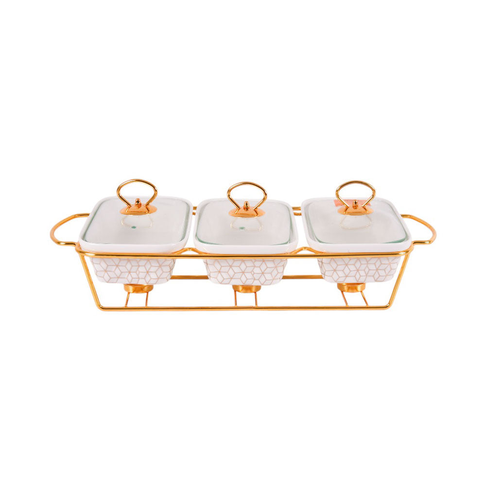 DONGA SET 3PC RECTANGULAR MORE & MORE CX2532-3A WHITE Default Title - MamasJan Crockery