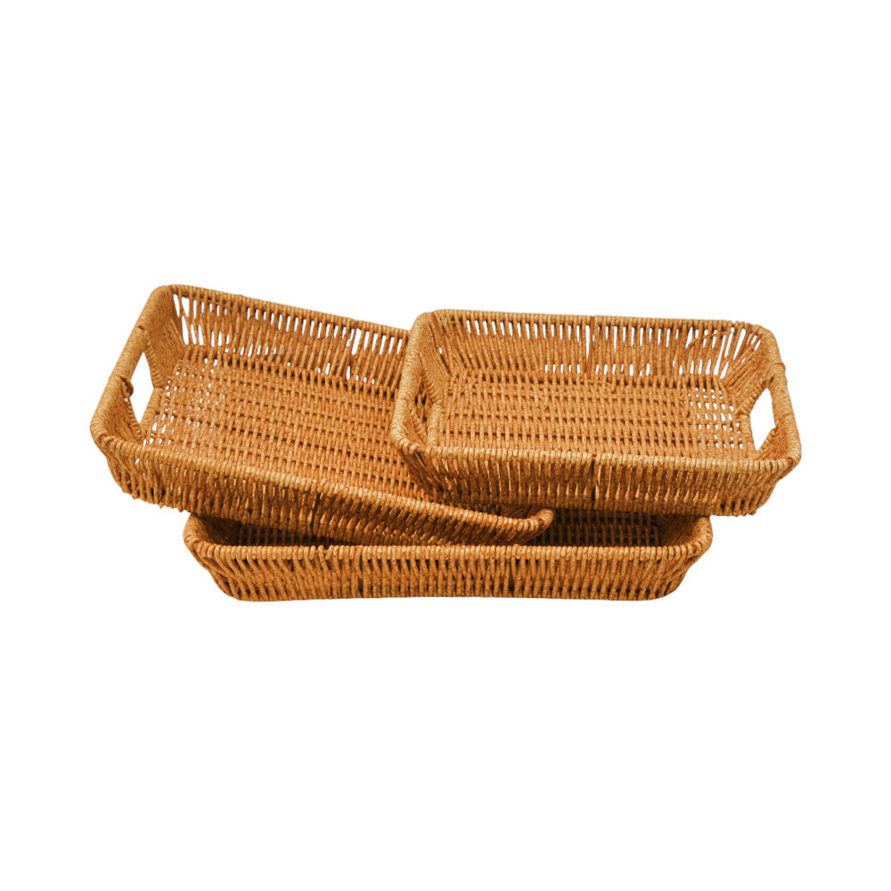 TRAY SET 3PC CANE SQUARE IR 1365-2 Default Title - MamasJan Crockery