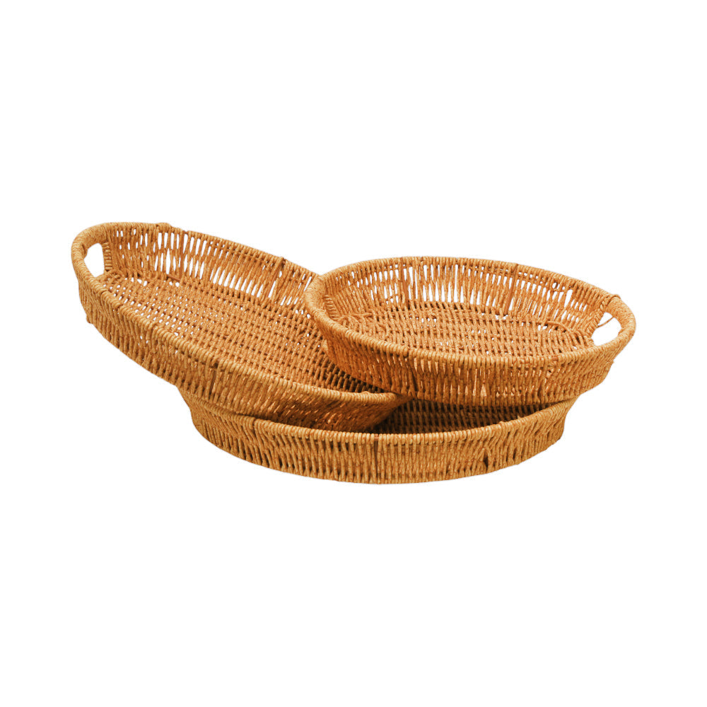 TRAY SET 3PC CANE ROUND IR 1365-4 Default Title - MamasJan Crockery